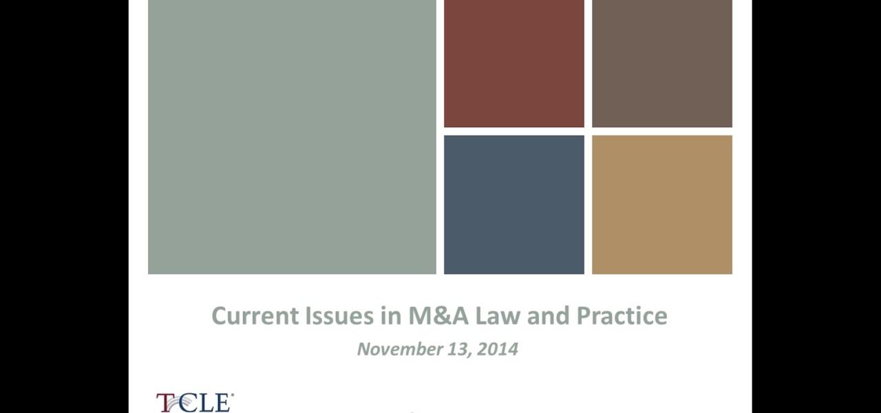 Current Issues in M&A Law and Practice