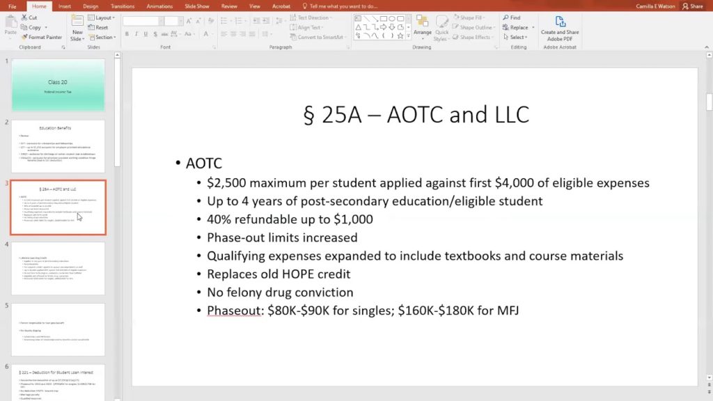 Federal Income Tax Law Class 1