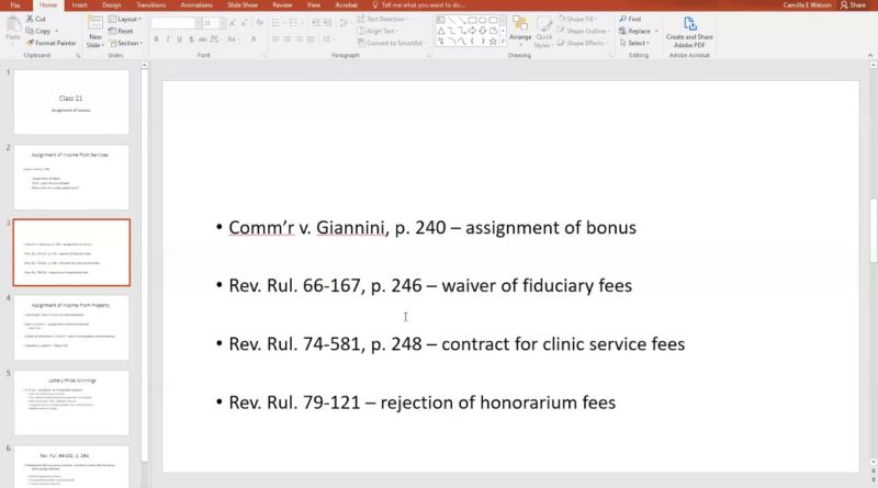Federal Income Tax Law class 2