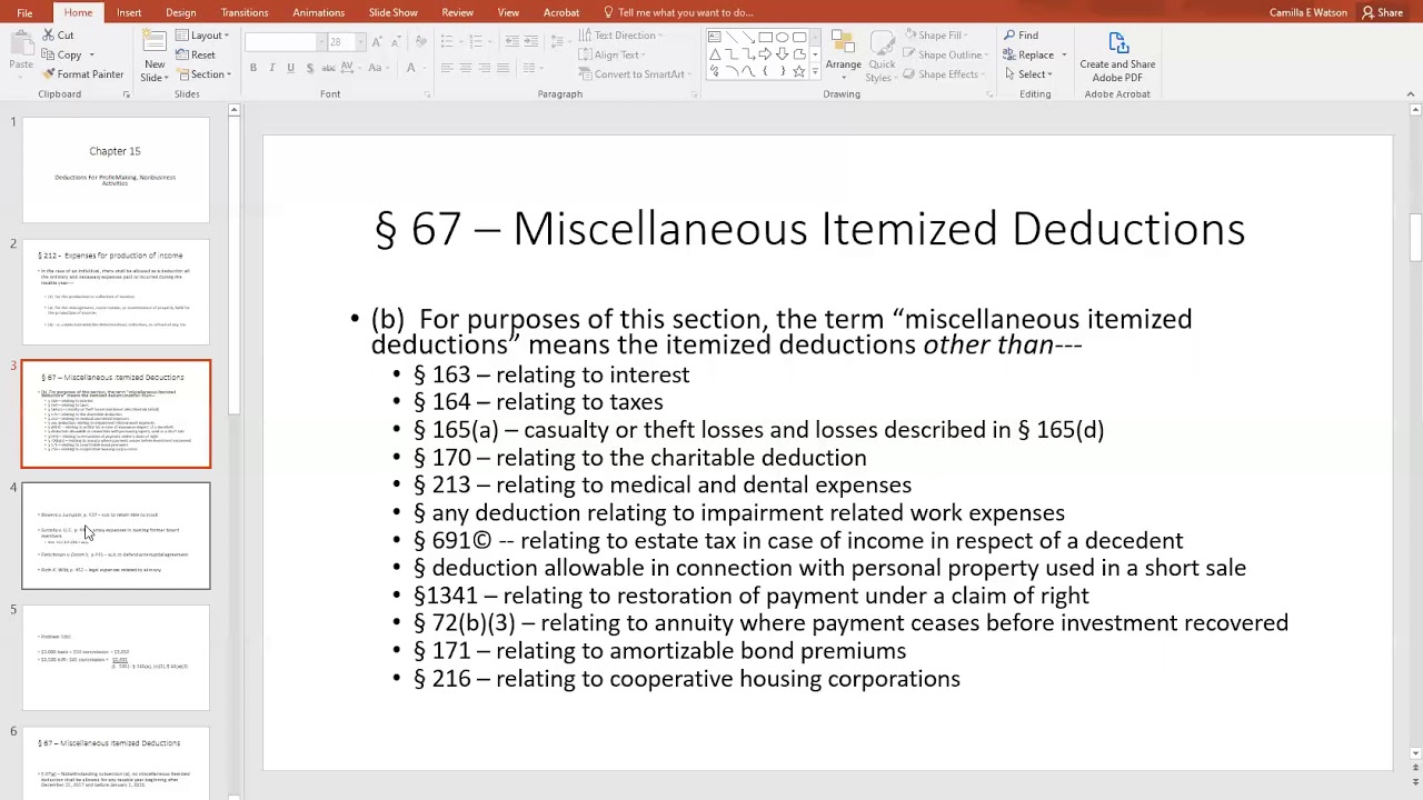 Federal Income Tax Law Class 6